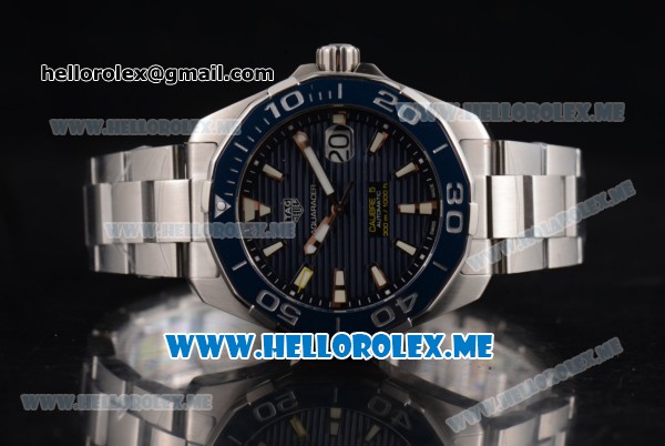 Tag Heuer Aquaracer Calibre 5 Swiss ETA 2824 Automatic Stainless Steel Case/Bracelet with Blue Dial and Stick Markers - Click Image to Close